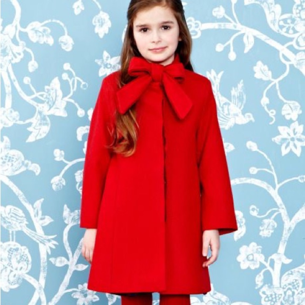 NWT Girls Oscar De la Renta Red Wool Coat size 6